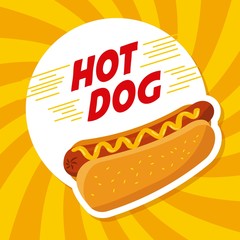hot dog fast food mustard delicious vector illustration