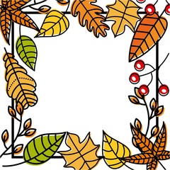 autumn leaves natural decoration foliage vector illustration