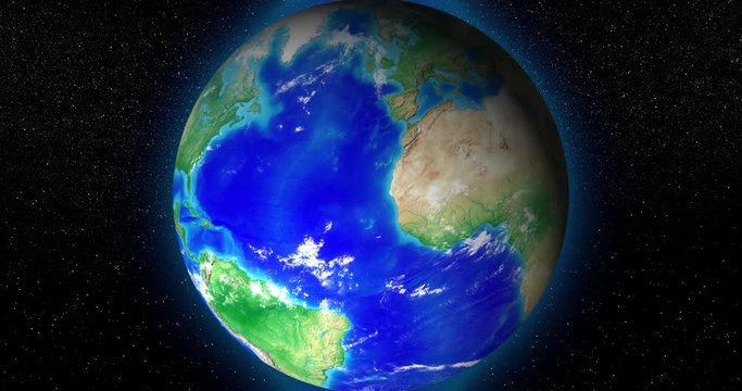 4K - Zoom in earth (through clouds from space)
