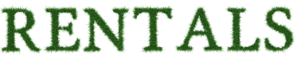 Rentals - 3D rendering fresh Grass letters isolated on whhite background.