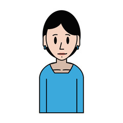 young happy woman with short hair icon image vector illustration design 