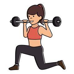 Athlete woman doing exercise weight lifting