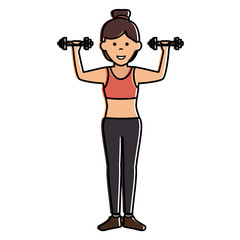 Fototapeta na wymiar Athlete woman doing exercise weight lifting