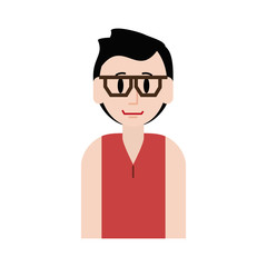 young happy man wearing glasses icon image vector illustration design 