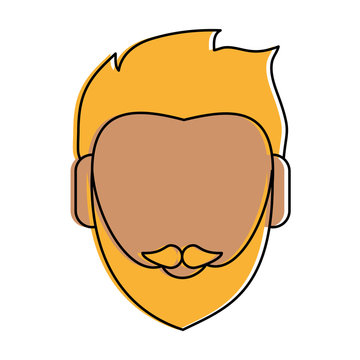 bearded blonde man avatar head icon image vector illustration design 