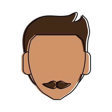 man tan skin mustache avatar head icon image vector illustration design 