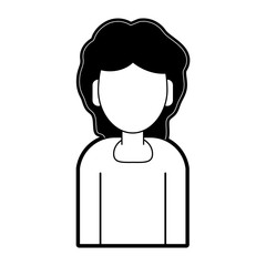 woman with curly hair avatar portrait icon image vector illustration design 
