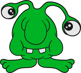 augen fühler lustig klein alien monster hässlich horror ausserirdischer halloween comic cartoon