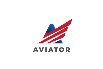 Letter A Wing Logo vector. USA American Corporate Logotype icon