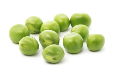 Green peas isolated on the white background