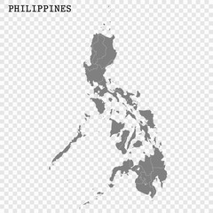  High quality map of Philippines with borders of the regions or counties