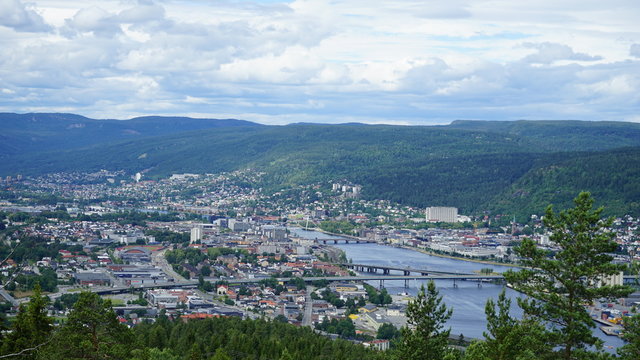 View of Drammen from the mountain , Norway.