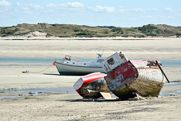 Old shipwreck on beach
