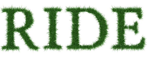 Ride - 3D rendering fresh Grass letters isolated on whhite background.