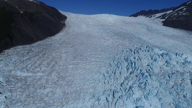 Arial 4k shots of a glacier and it's surroundings in Alaska