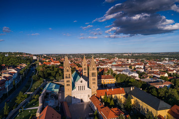 Pecs, Szekesegyhaz. Bird eye view