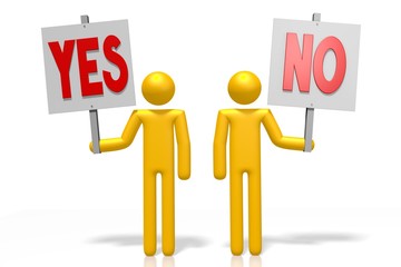 3D yes or no concept
