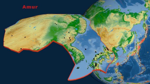 Amur tectonics featured. Physical