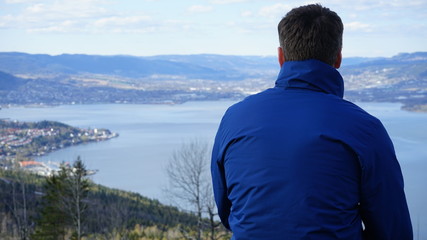 Fototapeta premium Watching Drammen fjord and city, Norway ,Buskerud.