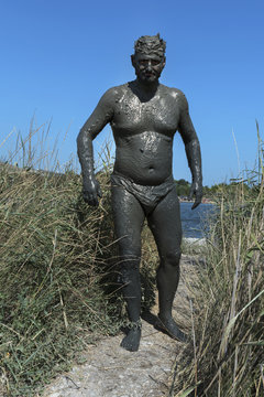 Mud Bath Lake Cure Spa Resort Man Wet