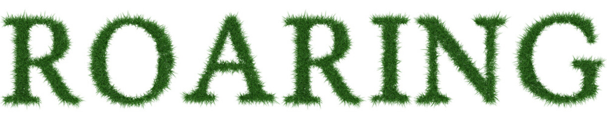 Roaring - 3D rendering fresh Grass letters isolated on whhite background.