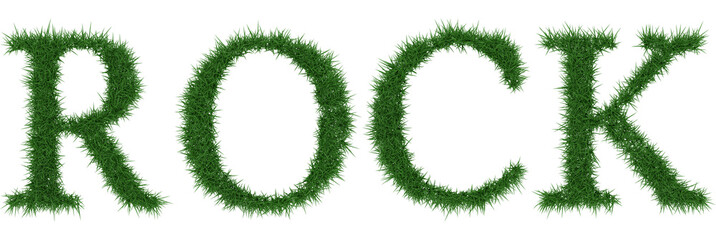 Rock - 3D rendering fresh Grass letters isolated on whhite background.