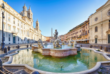 Fototapeta na wymiar Piazza Navona, Fontana del Moro, 1654, Rome