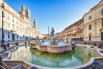 Naklejka premium Piazza Navona, Fontana del Moro, 1654, Rzym