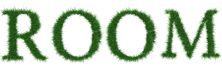 Room - 3D rendering fresh Grass letters isolated on whhite background.