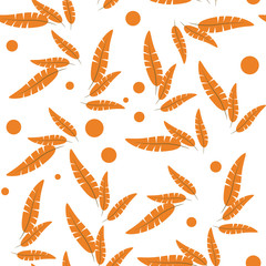 Fototapeta premium Doodle zentangle leaves autumn pattern. Endless hipster illustration. Native american indian traditional symbols, tribal and ethnic boho theme.