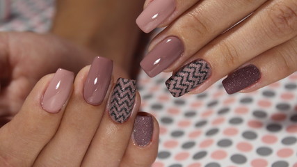 Youth manicure design of coffee
