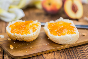 Portion of Peach Jam, selective focus