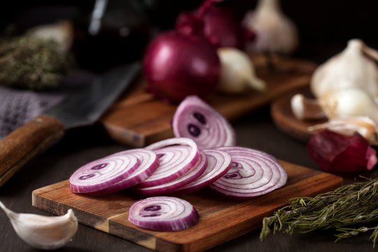 Onion and garlic. Seasonal, organic and healthy food concept. Traditional culinary