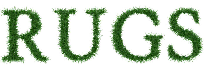 Rugs - 3D rendering fresh Grass letters isolated on whhite background.