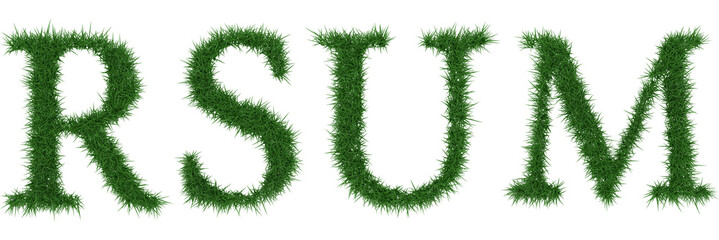 Ržsumž - 3D rendering fresh Grass letters isolated on whhite background.