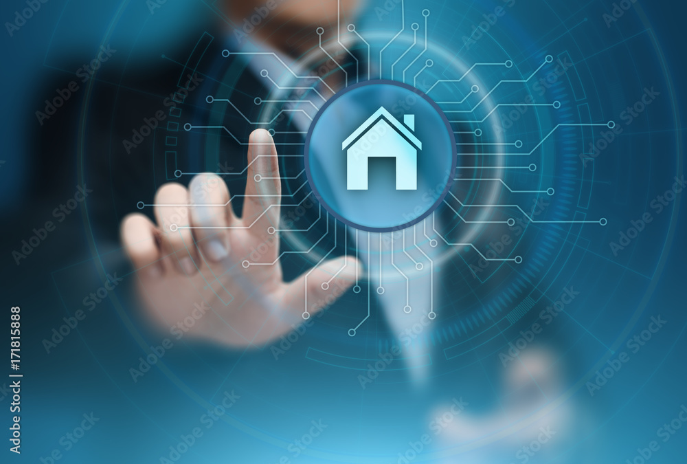 Aufkleber smart home automation control system. innovation technology internet network concept