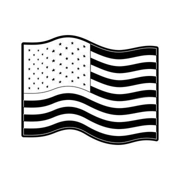 flag united states of america wave in monochrome silhouette vector illustration