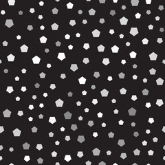 Pentagon random snowy pattern. Seamless vector silver background