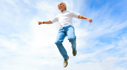 Man In His 50s Jumping High