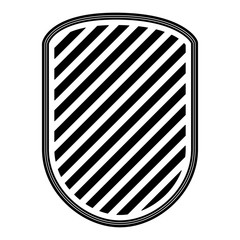 rounded shield with striped in monochrome silhouette vector illustration