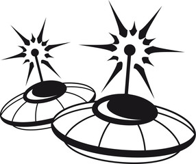2 team geschwader muster Ufo blau fliegen untertasse funken licht antenne strahlen