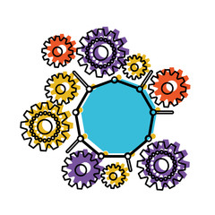 set gear machinery in watercolor silhouette vector illustration