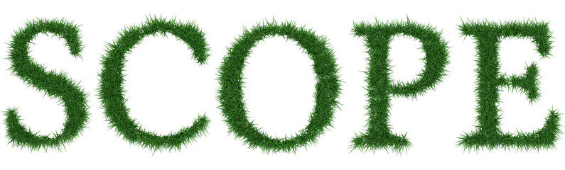 Scope - 3D rendering fresh Grass letters isolated on whhite background.
