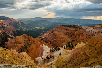 Sun Beams in Colorful Cedar Breaks national monument in Utah