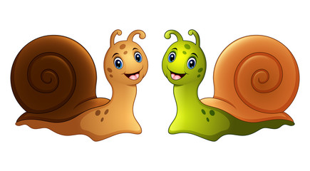Snails cartoon in two colours