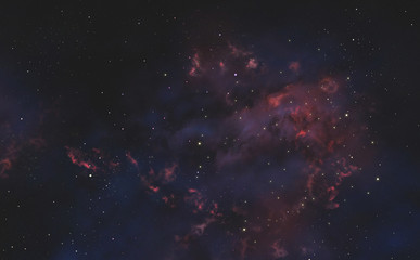 Galaxy with Purple - Orange Nebula. Starry Sky. Universe Filled With Stars.