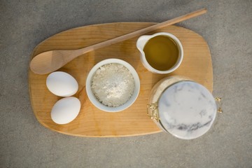 Directly above shot of ingredients on cutting board