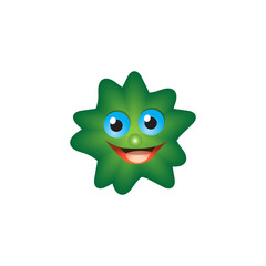 Fun cute cartoon character virus. Virus smiling face
