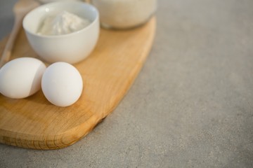 Baking ingredients on cutting board