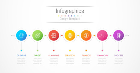 Infographic design elements for your business data with 7 options, parts, steps, timelines or processes. Vector Illustration.